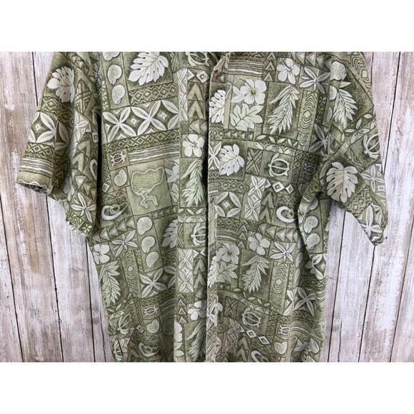 Vintage Makapuu Green Floral Tropical Abstract Hawaiian Shirt XL Reverse Print - Picture 2 of 9